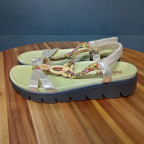 Alegria Shoes - Alegria Sandals Gold Wedge Platform Womens 8 8.5 Comfort Summer Beach Boho